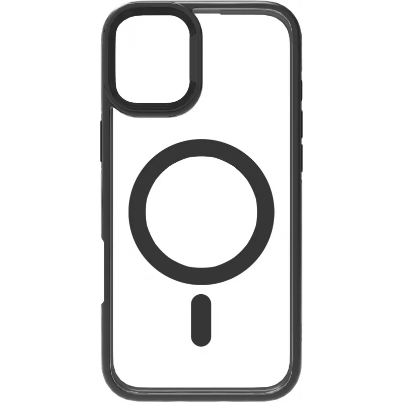 eSTUFF ES67141101 INFINITE HELSINKI magnētisks vāciņš ar statīvu iPhone 16 Plus modelim, caurspīdīgs, melns
