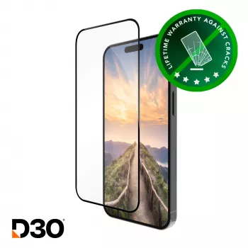 dbramante1928 eco-shield D3O – iPhone 16 ProMax – Melnas malas rūdīta stikla ekrāna aizsargs