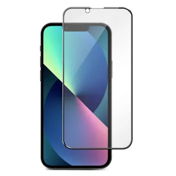 Rūdīta stikla aizsargplēve eSTUFF Titan Shield Apple iPhone 13 / 13 Pro / 14 — pilna pārklājuma, melns rāmis