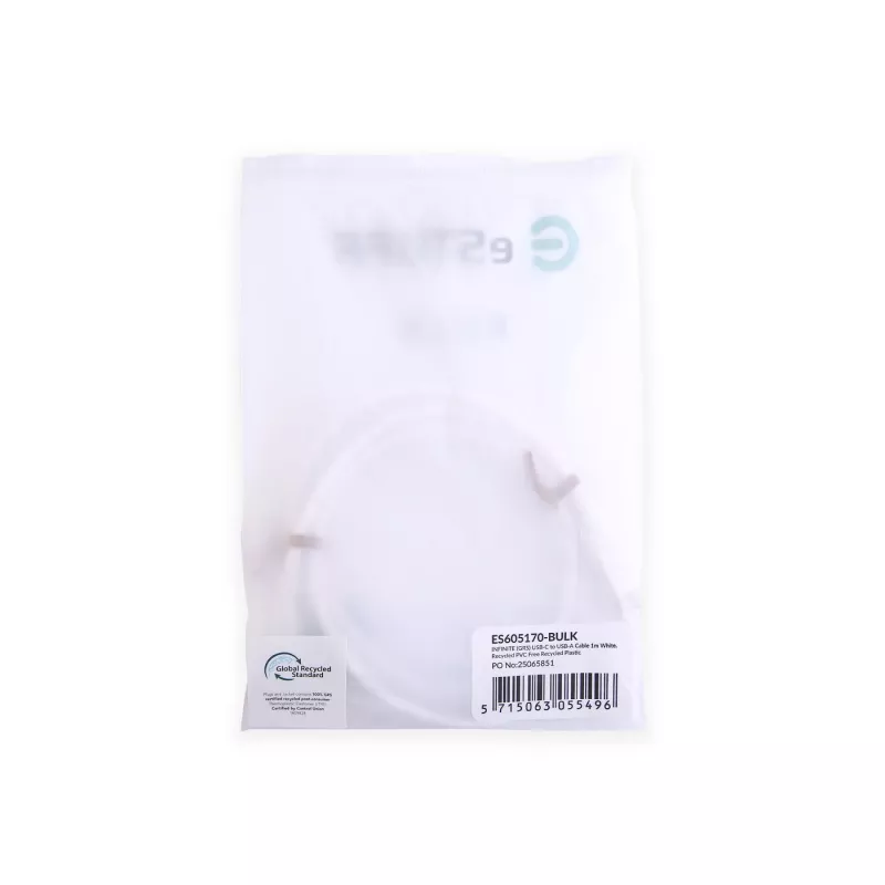 eSTUFF ES605170-BULK USB kabelis USB 2.0 1 m USB-C uz USB-A Balts