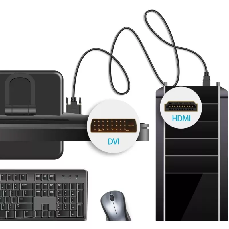 Video kabeļa adapteris Techly ICOC-HDMI-D-045 5 m DVI-D Melns