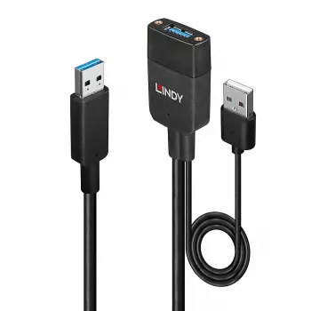 Lindy 35m hibrīda USB 3.2 Gen 2 Type A kabelis, melns, ABS
