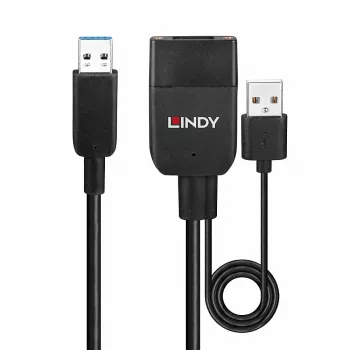 Lindy 35m hibrīda USB 3.2 Gen 2 Type A kabelis, melns, ABS