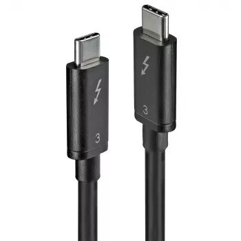 Lindy 0,5m Thunderbolt 3 kabelis, pasīvs, USB C — USB C, USB 3.2 Gen 1, tēviņš/tēviņš, melns