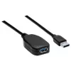 Manhattan USB-A uz USB-A pagarinātāja kabelis, 5m, Vīrietis-Sieviete, Aktīvs, 5 Gbps (USB 3.2 Gen1), Iebūvēts retranslators, Melns, Trīs gadu garantija