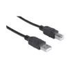 USB-A uz USB-B kabelis Manhattan 333368 1.8m vīrietis-vīrietis melns