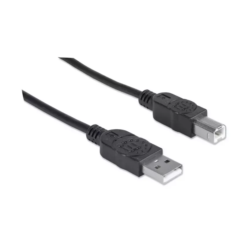 USB-A uz USB-B kabelis Manhattan 333368 1.8m vīrietis-vīrietis melns