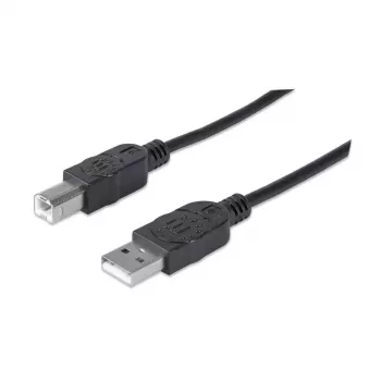USB-A uz USB-B kabelis Manhattan 333368 1.8m vīrietis-vīrietis melns