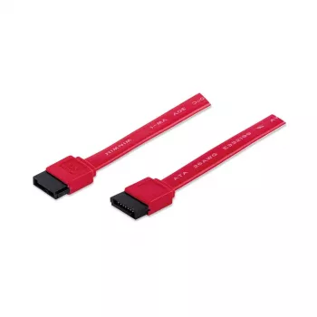 Manhattan SATA datu kabelis, 7-pin, 50cm, vīriešu-vīriešu, 6 Gbps, sarkans, mūža garantija