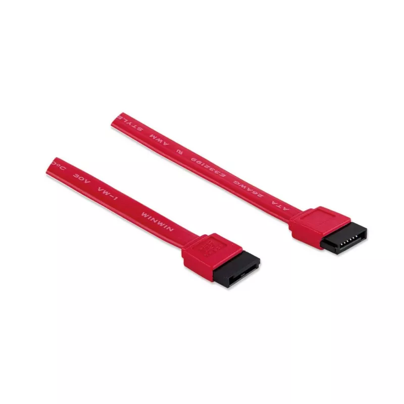 Manhattan SATA datu kabelis, 7-pin, 50cm, vīriešu-vīriešu, 6 Gbps, sarkans, mūža garantija