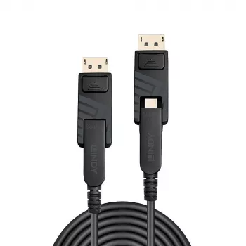 Lindy 70m Fibre Optic Hybrid Mini DisplayPort 1.4 kabelis ar noņemamiem DP savienotājiem