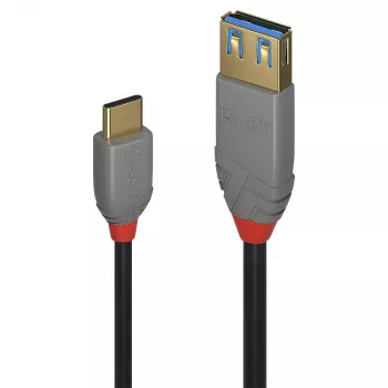 Lindy 0.15m USB 3.2 Type C uz A adaptera kabelis, 10Gbps, Anthra Line