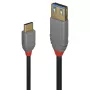 Lindy 0.15m USB 3.2 Type C uz A adaptera kabelis, 10Gbps, Anthra Line