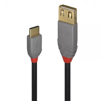 Lindy 0.15m USB 2.0 Type C uz A adaptera kabelis, Anthra Line