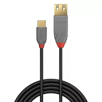 Lindy 0.15m USB 2.0 Type C uz A adaptera kabelis, Anthra Line