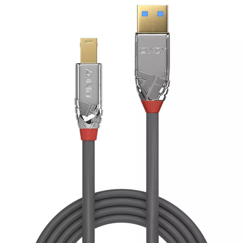 Lindy 0.5m USB 3.2 Type A uz B kabelis, 5Gbps, Cromo Line