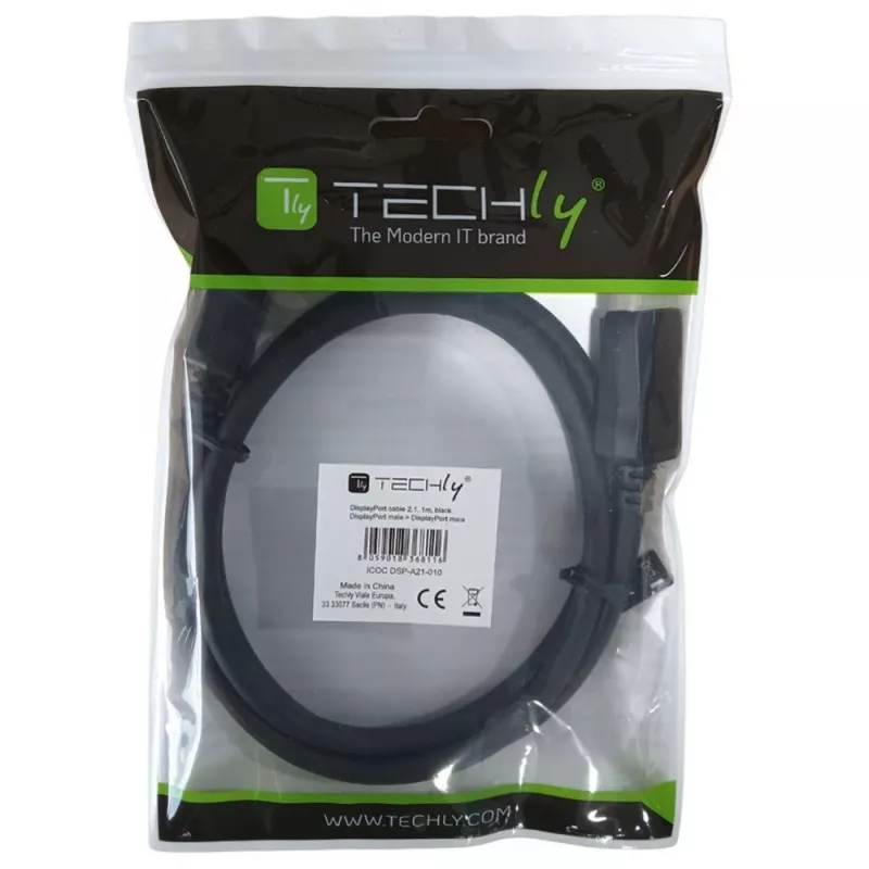 Techly ICOC-DSP-A21-010 DisplayPort kabelis 1 m Melns