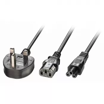 Lindy 2.5m Sadalītājs, UK 3 Kontaktu Spraudnis uz IEC C13 un IEC C5, Melns