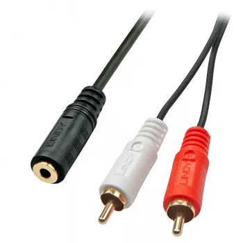 Lindy 0.25m AV Adaptera kabelis - 3.5mm sievišķais uz 2 x RCA vīrišķais
