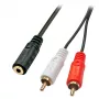 Lindy 0.25m AV Adaptera kabelis - 3.5mm sievišķais uz 2 x RCA vīrišķais