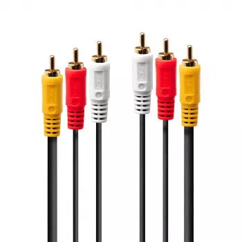 Lindy 1 m Premium AV kabelis 3xPhono vīrietis uz 3xPhono vīrietis