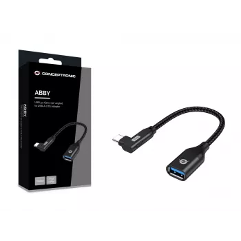 Conceptronic ABBY19B USB 3.2 Gen 2 90° leņķa USB-C uz USB-A OTG adapteris
