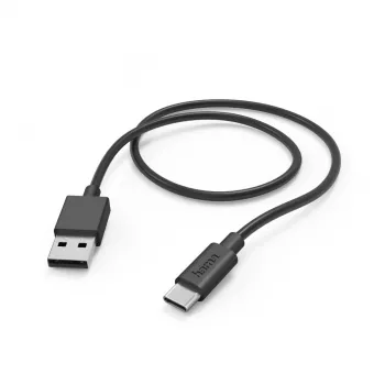 Hama uzlādes kabelis, USB-A - USB-C, 1 m, 480 Mbit/s, Melns