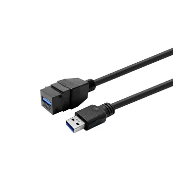 USB 3.0 Type-A Sieviete uz Type-A Sieviete Keystone Ieliktnis, VivoLink PROKEYUSB3AFM3B, Melns
