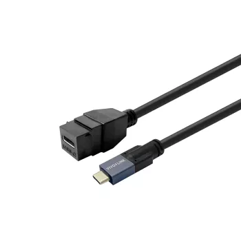USB-C sieviešu adapteris VivoLink PROKEYUSBCFM1B — paneļmontāžas, melns