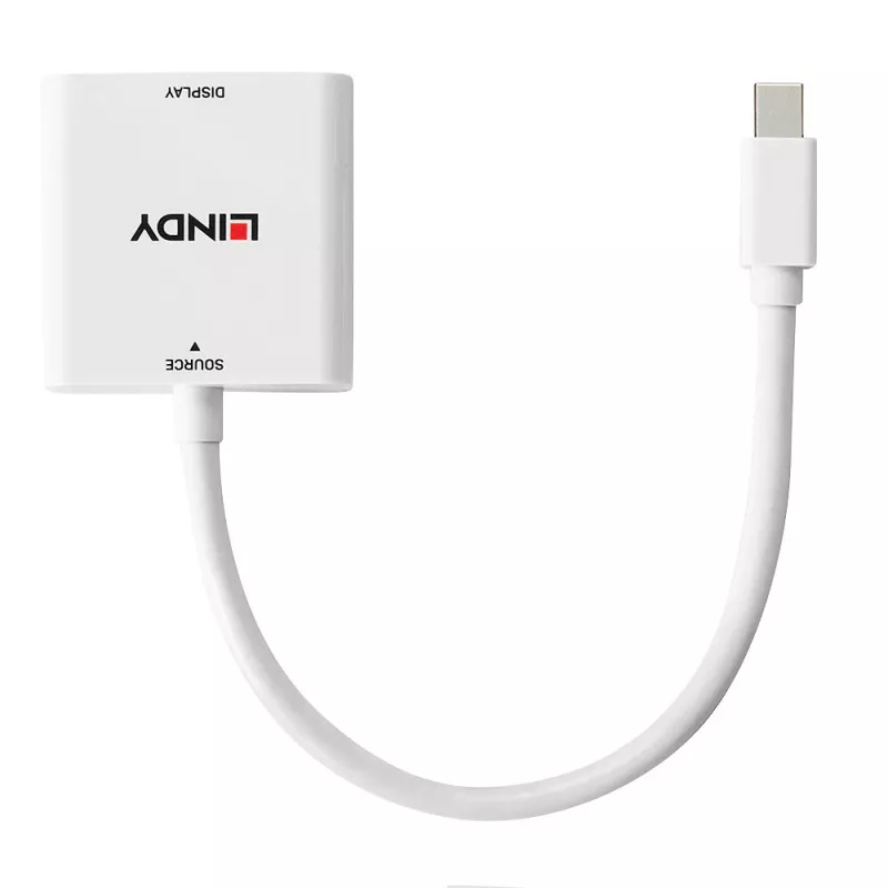 Lindy 38318 Mini DisplayPort uz DVI pasīvais konverters, DisplayPort 1.1, 0,18 m, melnā krāsā
