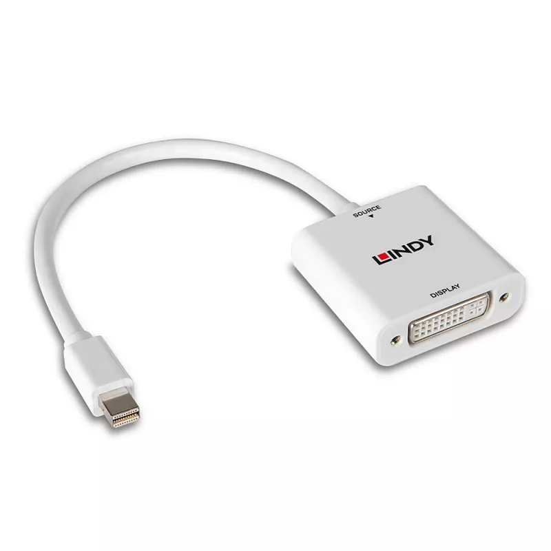 Lindy 38318 Mini DisplayPort uz DVI pasīvais konverters, DisplayPort 1.1, 0,18 m, melnā krāsā