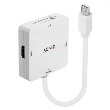 Lindy 41035 aktīvais konverters no Mini DisplayPort 1.2 uz HDMI, DVI-D un VGA, 4K30