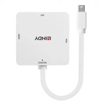 Lindy 41035 aktīvais konverters no Mini DisplayPort 1.2 uz HDMI, DVI-D un VGA, 4K30