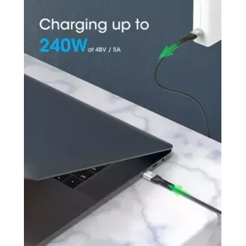 Manhattan USB-C uz USB-C kabelis 240W 2m Melns 480 Mbps