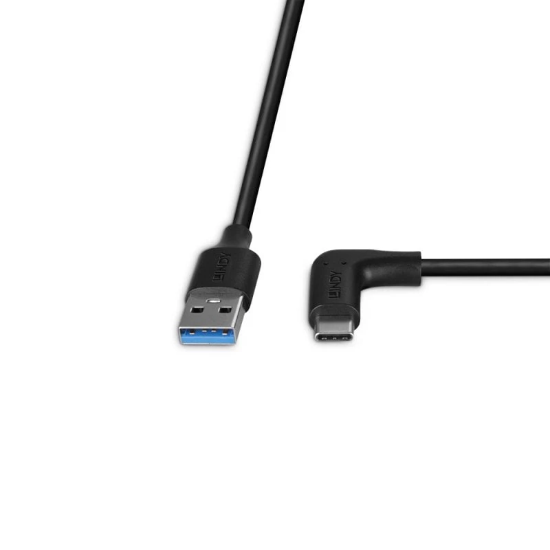 Lindy 1m USB 3.2 Type-A uz taisnleņķa USB-C kabelis, 10Gbps