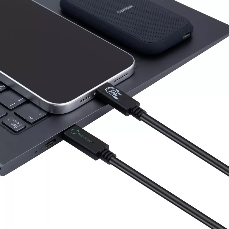 MicroConnect ECO-USB3.2CC1.5 USB kabelis USB 3.2 Gen 2x2 1.5 m USB-C Melns
