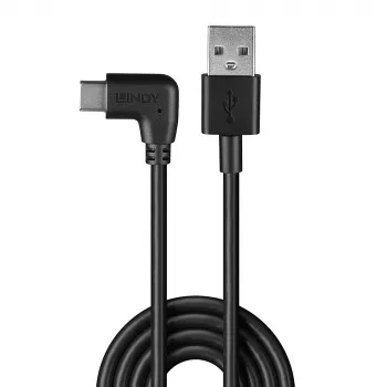 Lindy 1 m USB 2.0 A tipa uz taisnleņķa USB-C kabelis