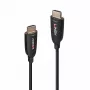 Lindy 100m Hibrīda optiskā HDMI 8K60 kabelis 48 Gbit/s Melns