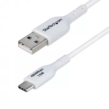 StarTech.com 1m USB-A uz USB-C uzlādes kabelis, uzlāde un sinhronizācija, 3A, USB 2.0, TPE apvalks - balts