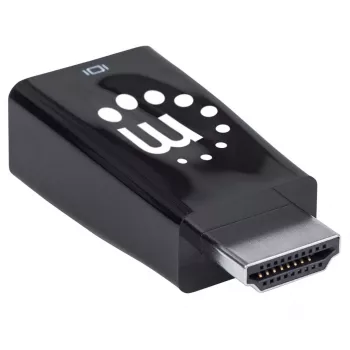 Manhattan HDMI uz VGA pārveidotājs (ar Audio), 1080p, Vīrietis uz Sievieti, Mikro-USB barošanas ieeja, Melns, Trīs gadu garantija