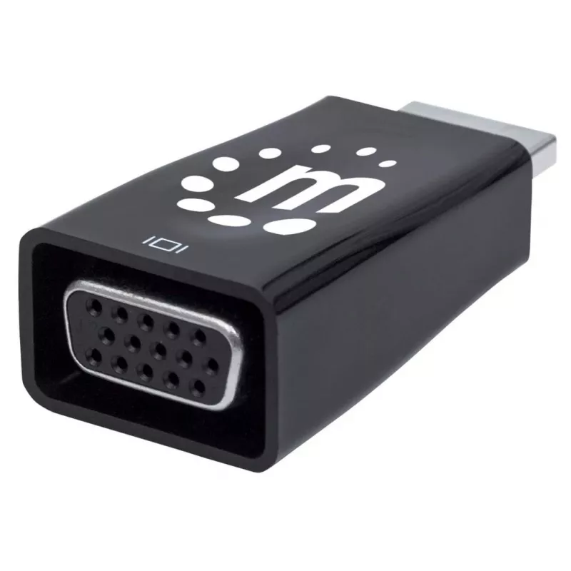 Manhattan HDMI uz VGA pārveidotājs (ar Audio), 1080p, Vīrietis uz Sievieti, Mikro-USB barošanas ieeja, Melns, Trīs gadu garantija