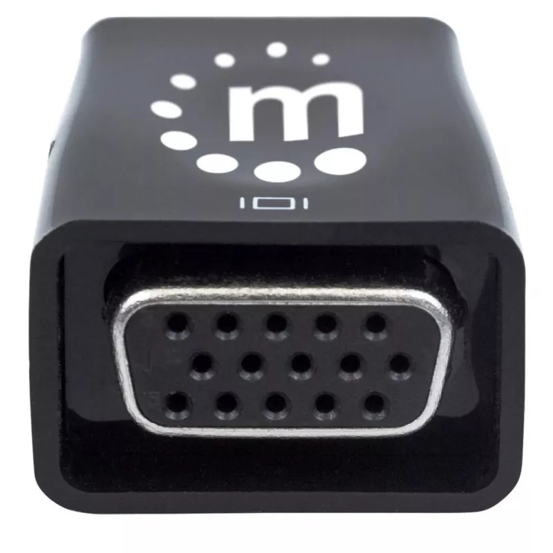Manhattan HDMI uz VGA pārveidotājs (ar Audio), 1080p, Vīrietis uz Sievieti, Mikro-USB barošanas ieeja, Melns, Trīs gadu garantija