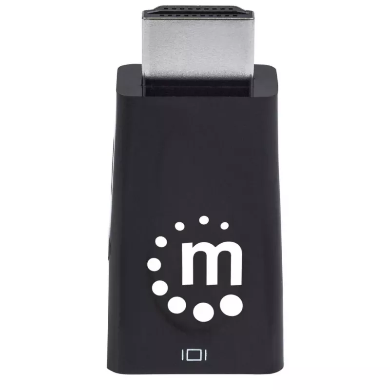Manhattan HDMI uz VGA pārveidotājs (ar Audio), 1080p, Vīrietis uz Sievieti, Mikro-USB barošanas ieeja, Melns, Trīs gadu garantija