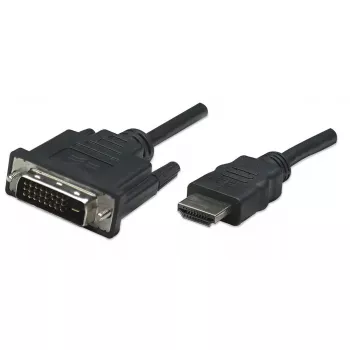 Manhattan HDMI uz DVI-D 24+1 kabelis, 1m, Vīrietis-Vīrietis, Melns, Dual Link, Mūža garantija
