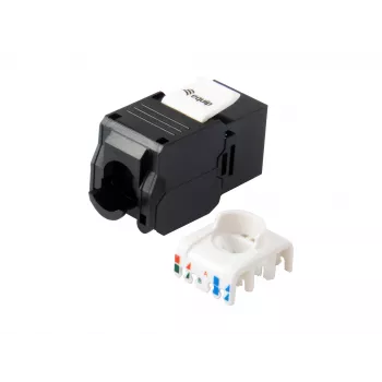 Equip Cat.6A Neekranēts Keystone Jack Bezinstrumentu, RJ-45, LSA, Melns