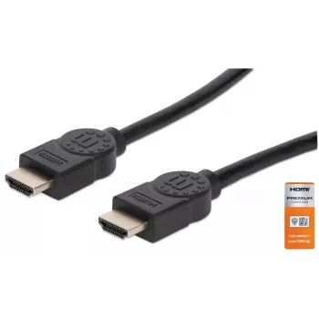 HDMI kabelis ar Ethernet Manhattan HDMM1MP 1m Vīrietis-Vīrietis Melns