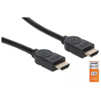 HDMI kabelis ar Ethernet Manhattan HDMM1MP 1m Vīrietis-Vīrietis Melns