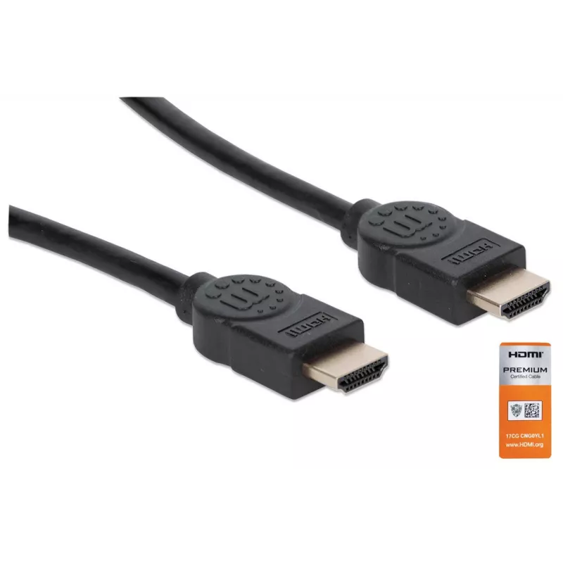 HDMI kabelis ar Ethernet Manhattan HDMM1MP 1m Vīrietis-Vīrietis Melns