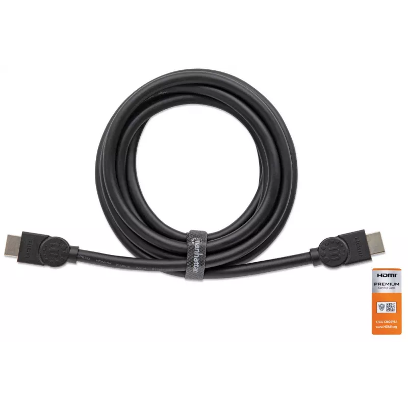 HDMI kabelis ar Ethernet Manhattan HDMM1MP 1m Vīrietis-Vīrietis Melns