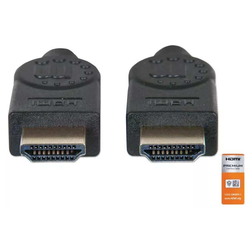 HDMI kabelis ar Ethernet Manhattan HDMM1MP 1m Vīrietis-Vīrietis Melns